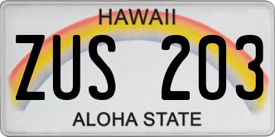 HI license plate ZUS203