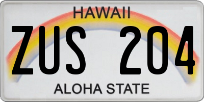 HI license plate ZUS204