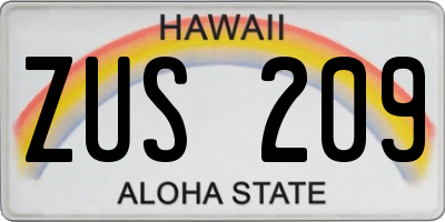 HI license plate ZUS209