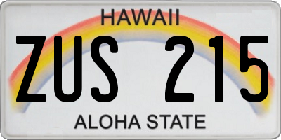 HI license plate ZUS215