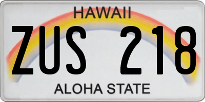 HI license plate ZUS218