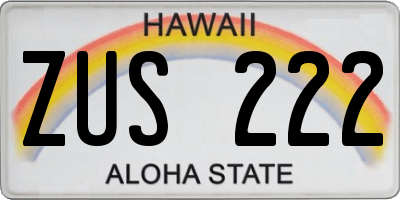 HI license plate ZUS222