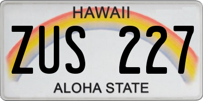 HI license plate ZUS227