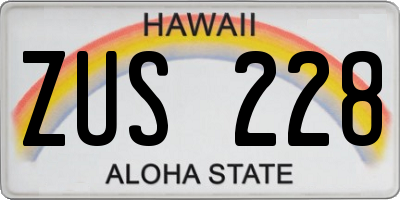 HI license plate ZUS228