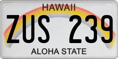 HI license plate ZUS239
