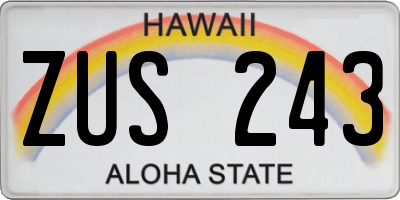HI license plate ZUS243