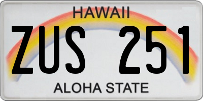 HI license plate ZUS251