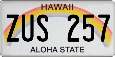HI license plate ZUS257