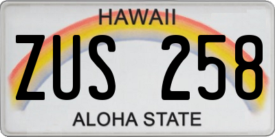 HI license plate ZUS258