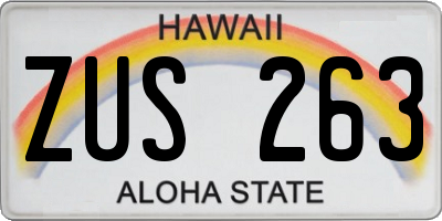 HI license plate ZUS263