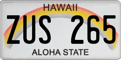 HI license plate ZUS265