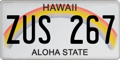 HI license plate ZUS267