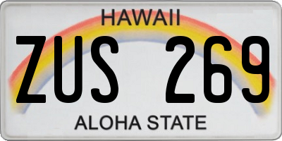 HI license plate ZUS269