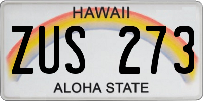 HI license plate ZUS273