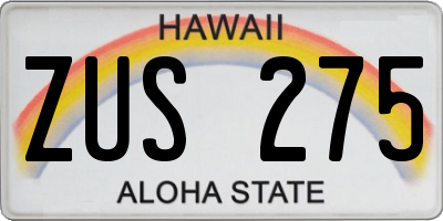 HI license plate ZUS275