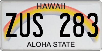HI license plate ZUS283