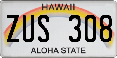 HI license plate ZUS308