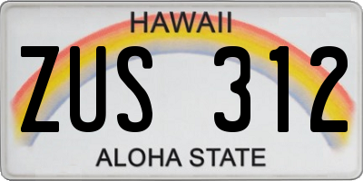 HI license plate ZUS312