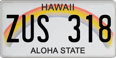 HI license plate ZUS318
