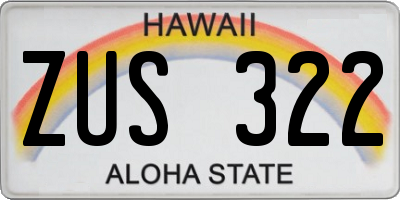 HI license plate ZUS322