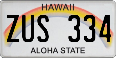 HI license plate ZUS334