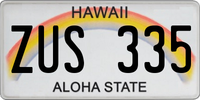 HI license plate ZUS335