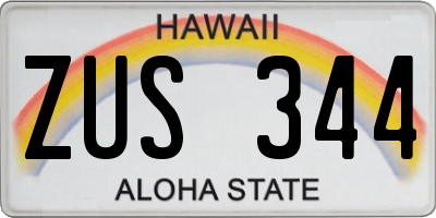 HI license plate ZUS344
