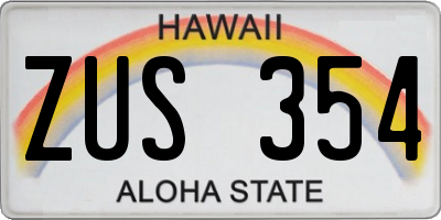 HI license plate ZUS354
