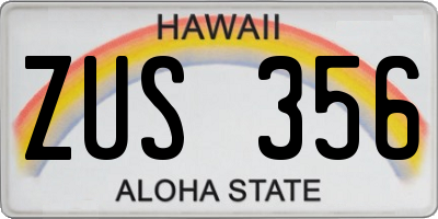 HI license plate ZUS356