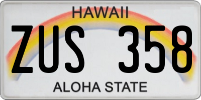 HI license plate ZUS358