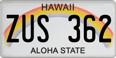 HI license plate ZUS362