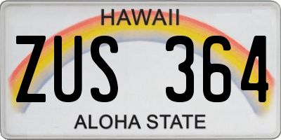 HI license plate ZUS364