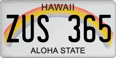 HI license plate ZUS365