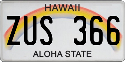 HI license plate ZUS366