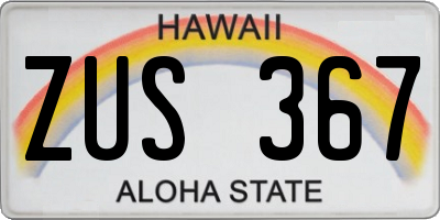 HI license plate ZUS367