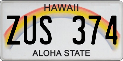 HI license plate ZUS374