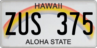 HI license plate ZUS375