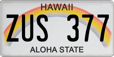 HI license plate ZUS377