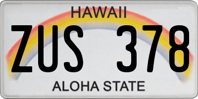 HI license plate ZUS378
