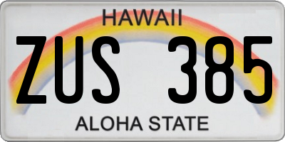 HI license plate ZUS385