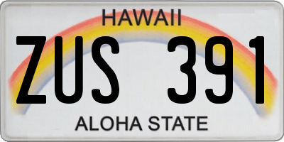 HI license plate ZUS391
