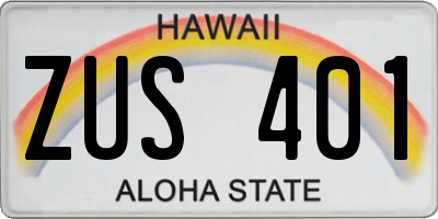 HI license plate ZUS401