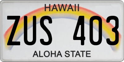 HI license plate ZUS403