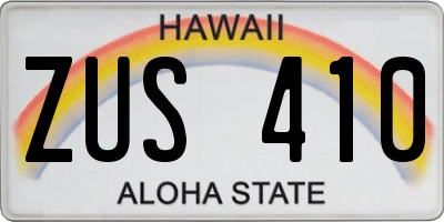 HI license plate ZUS410