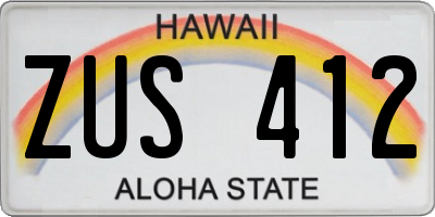 HI license plate ZUS412