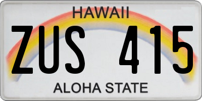 HI license plate ZUS415