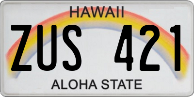 HI license plate ZUS421