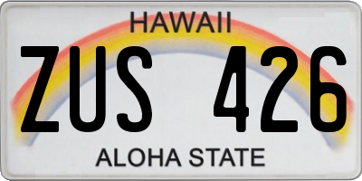 HI license plate ZUS426