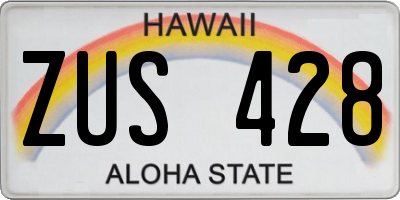 HI license plate ZUS428