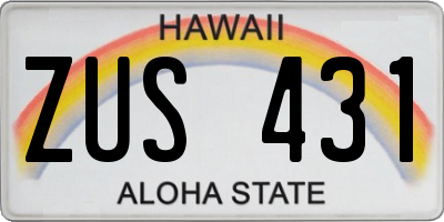 HI license plate ZUS431